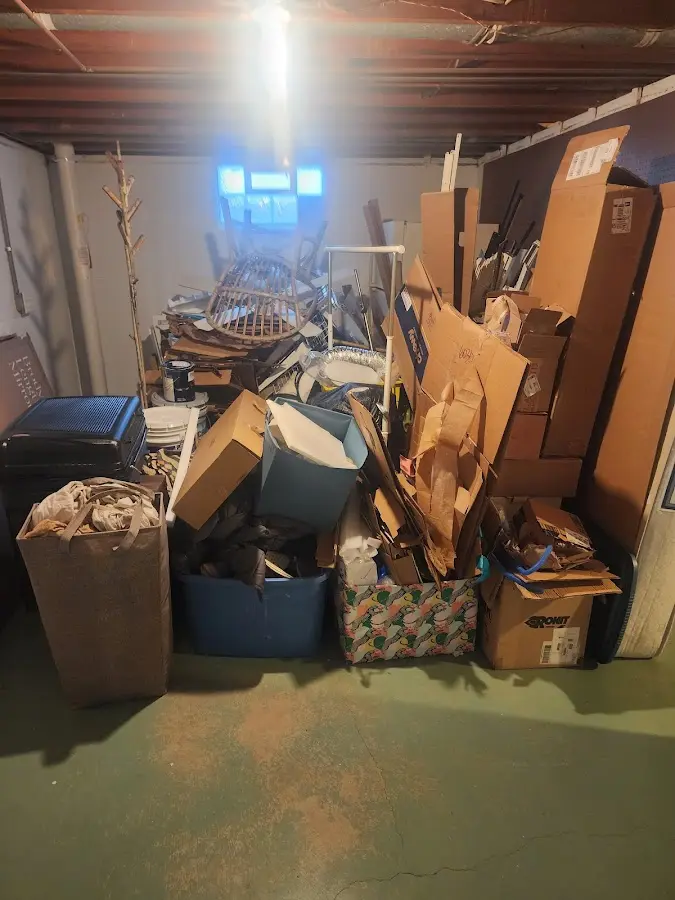 Roll-off dumpster container at job site for 2 Yard Dumpster Rental in Worthington